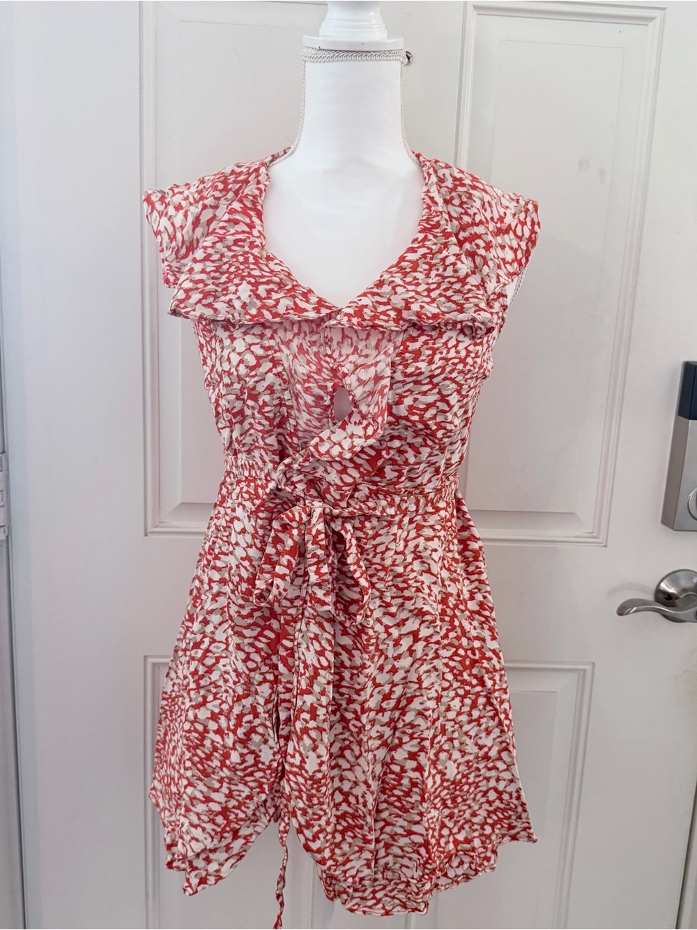 Free People French Quarter Wrap Mini Dress XS | Orange White